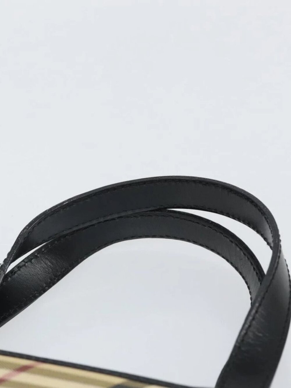 BURBERRY Nova Check Hand Bag PVC Beige Black Silver - Picture 7 of 15